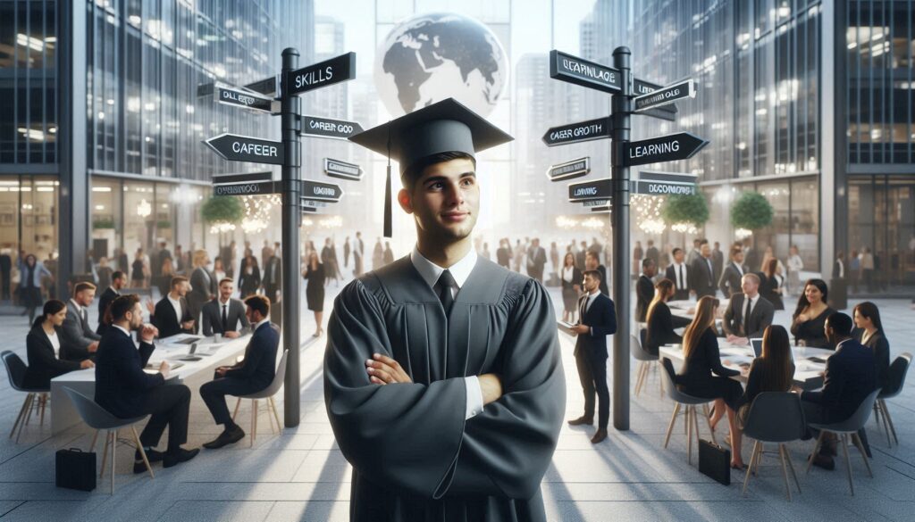 Clear career roadmap after graduation showing a graduate planning skills and future career path