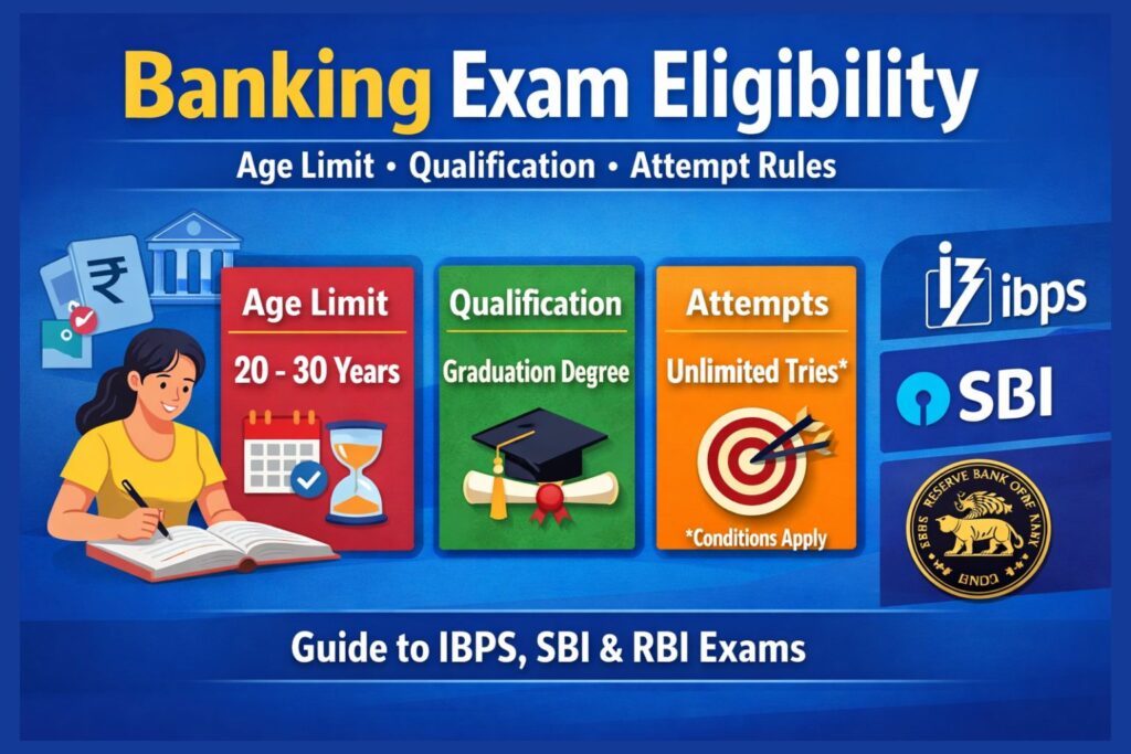 Banking exam eligibility showing age limit, qualification, and attempt rules