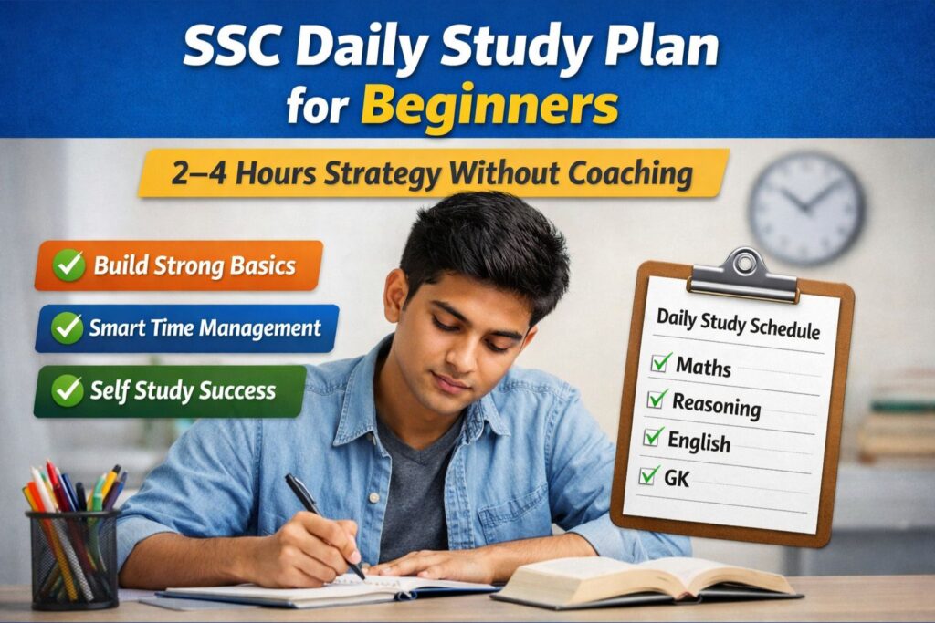 SSC daily study plan for beginners with 2 to 4 hours strategy