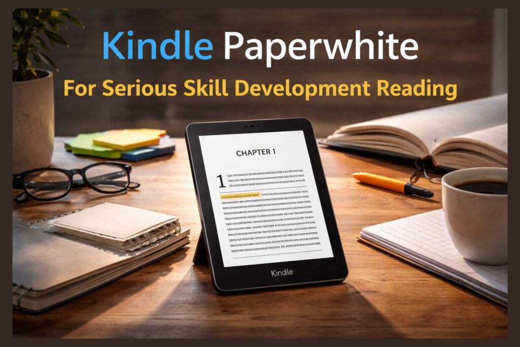 Kindle Paperwhite digital eBook reader for distraction-free skill development and self-learning