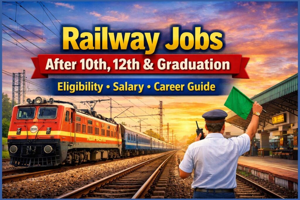 Railway jobs after 10th, 12th and graduation showing Indian Railways career opportunities with eligibility, salary and job posts guide.